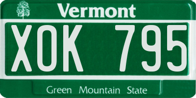 VT license plate XOK795
