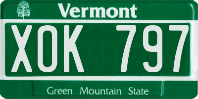 VT license plate XOK797