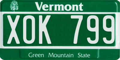 VT license plate XOK799