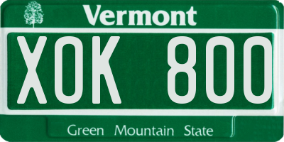 VT license plate XOK800