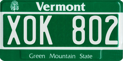 VT license plate XOK802