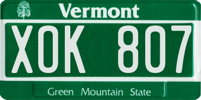 VT license plate XOK807