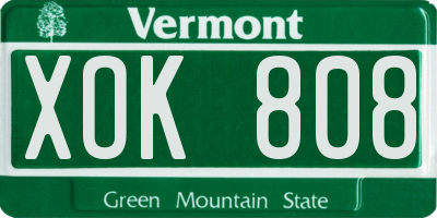 VT license plate XOK808