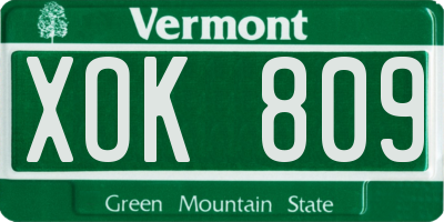 VT license plate XOK809