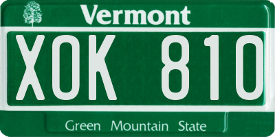 VT license plate XOK810