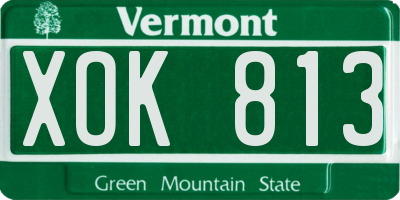 VT license plate XOK813