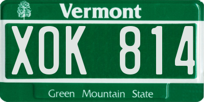 VT license plate XOK814