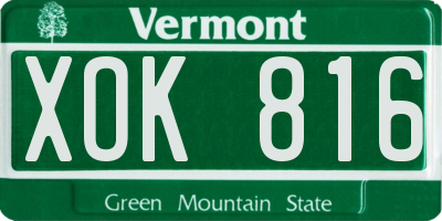 VT license plate XOK816