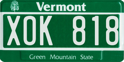VT license plate XOK818