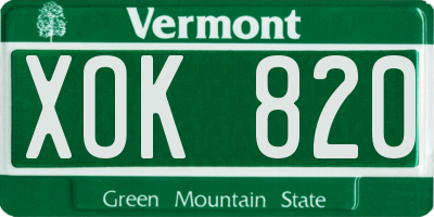 VT license plate XOK820