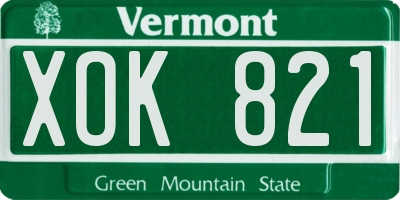 VT license plate XOK821