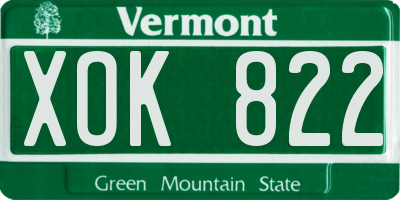 VT license plate XOK822