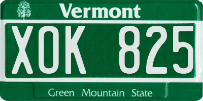 VT license plate XOK825