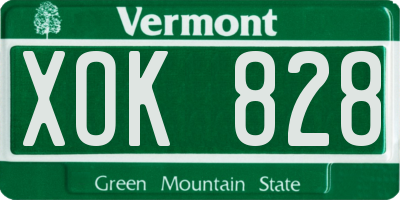 VT license plate XOK828