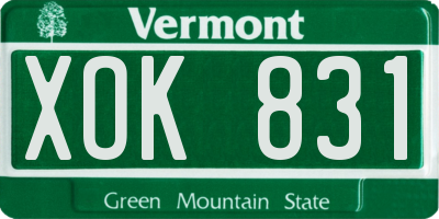 VT license plate XOK831