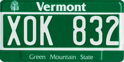 VT license plate XOK832