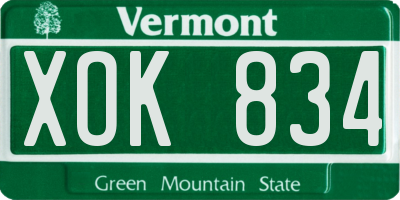VT license plate XOK834