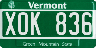 VT license plate XOK836