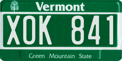 VT license plate XOK841