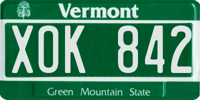 VT license plate XOK842