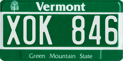 VT license plate XOK846