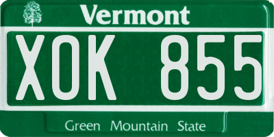 VT license plate XOK855