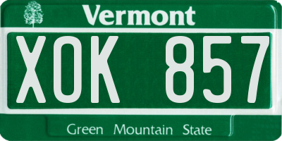 VT license plate XOK857