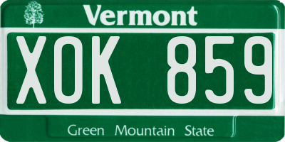 VT license plate XOK859