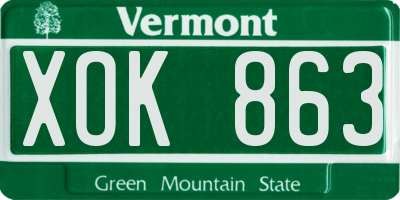 VT license plate XOK863