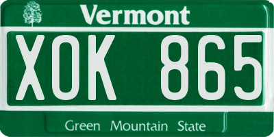 VT license plate XOK865