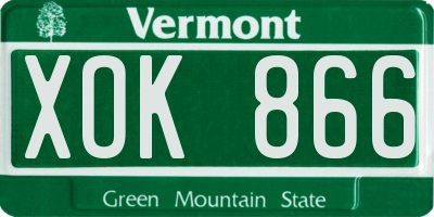 VT license plate XOK866