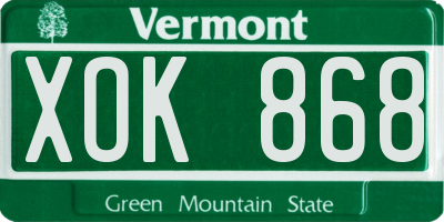 VT license plate XOK868
