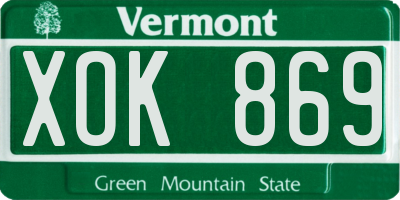 VT license plate XOK869