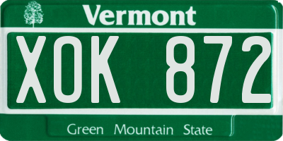 VT license plate XOK872