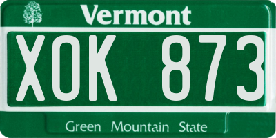 VT license plate XOK873