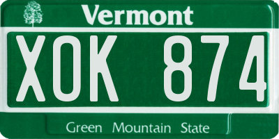 VT license plate XOK874