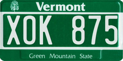 VT license plate XOK875