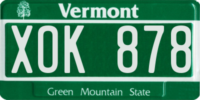 VT license plate XOK878
