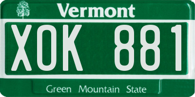 VT license plate XOK881