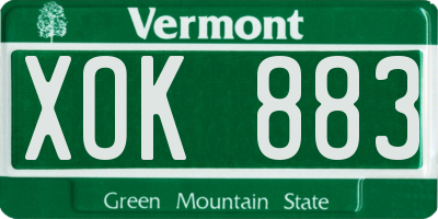 VT license plate XOK883