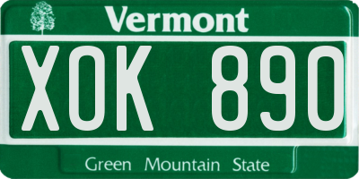 VT license plate XOK890