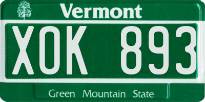 VT license plate XOK893