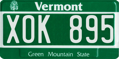 VT license plate XOK895