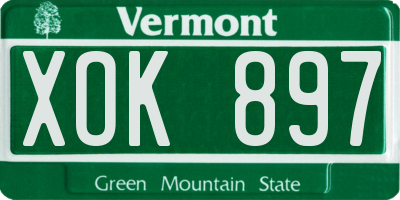 VT license plate XOK897
