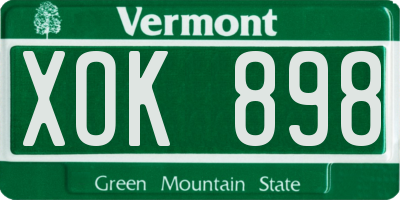 VT license plate XOK898