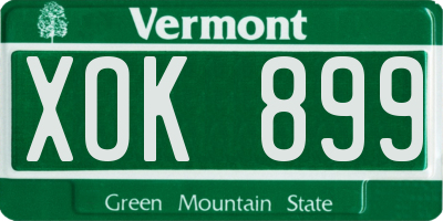 VT license plate XOK899