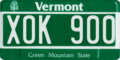 VT license plate XOK900