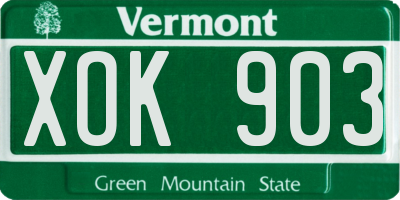 VT license plate XOK903