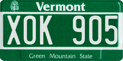 VT license plate XOK905