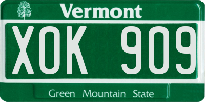 VT license plate XOK909